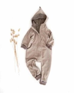 Sofortkauf: Merino Overall in Creme/Schlamm mit Reißverschluss, Gr. 104/110