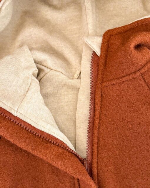 Sofortkauf: Walkoverall mit Reißverschluss in Rost mit Wolljersey-Futter Sand, Gr. 80/86 – Bild 3