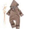 Sofortkauf: Merino Overall in Taupe/Leoprint mit Umschlagbündchen und Reißverschluss, Gr. 68/74