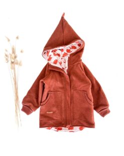 Sofortkauf: Walkjacke Rost mit Reißverschluss und Wolljersey-Futter „Igel“, Gr. 98/104