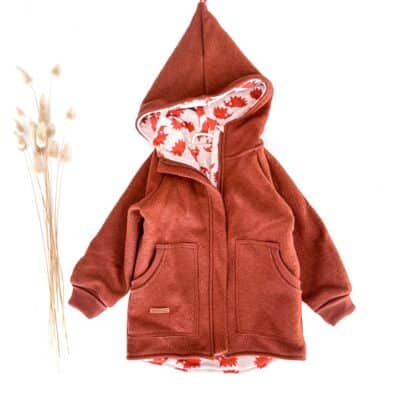 Sofortkauf: Walkjacke Rost mit Reißverschluss und Wolljersey-Futter „Igel“, Gr. 98/104