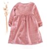 Sofortkauf: Leinenkleid langarm in Altrosa, Gr. 140/146