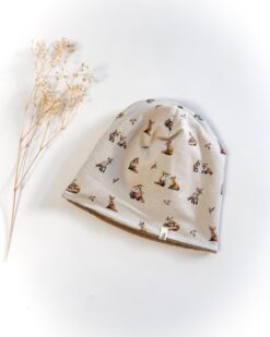 Sofortkauf: Wende-Beanie Fuchsliebe Kuschelfleece Beige, Gr. 52-54 (4-10 Jahre)