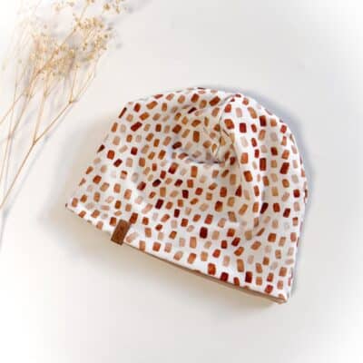 Sofortkauf: Wende-Beanie Sand/Herbstkonfetti, Gr. 40-42