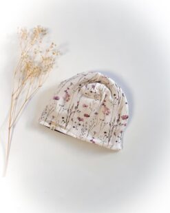 Sofortkauf: Wende-Beanie Beere/Norwegian Flowers, Gr. 40-42 (ca. 4-5 Monate)