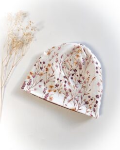 Sofortkauf: Wende-Beanie Zimt/ Herbstwiese, Gr. 52-54 (4-10 Jahre)