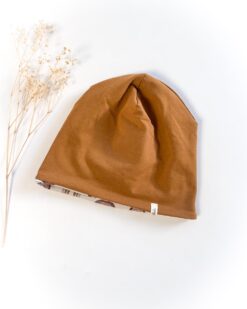 Sofortkauf: Wende-Beanie Zimt/ Brownbow, Gr. 52-54 (4-10 Jahre)