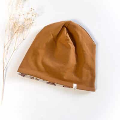 Sofortkauf: Wende-Beanie Zimt/ Brownbow, Gr. 52-54 (4-10 Jahre)