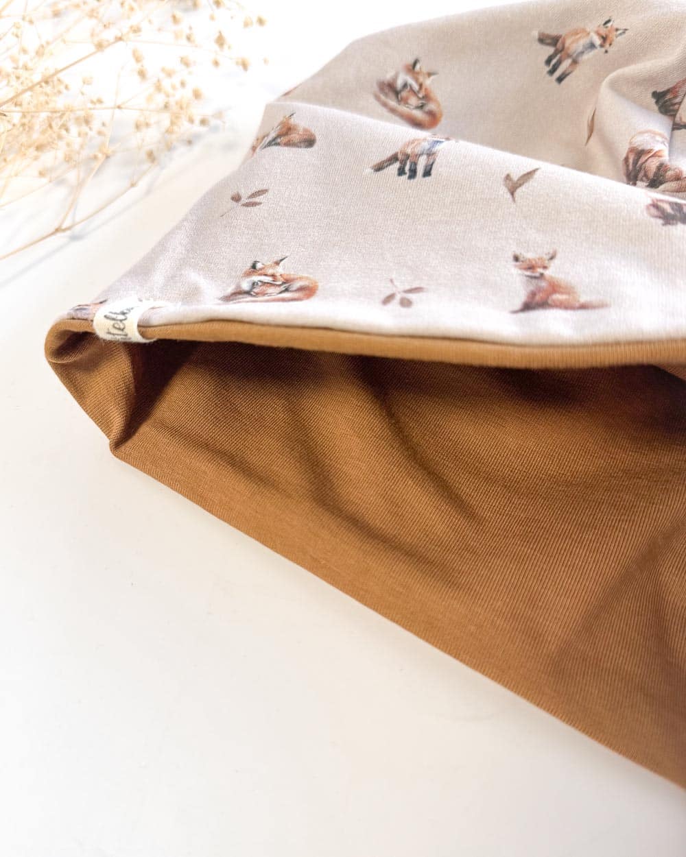 Sofortkauf: Wende-Beanie Zimt/ Fuchsliebe, Gr. 52-54 (4-10 Jahre) – Bild 2