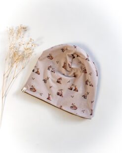 Sofortkauf: Wende-Beanie Zimt/ Fuchsliebe, Gr. 52-54 (4-10 Jahre)