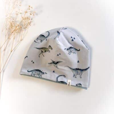 Sofortkauf: Wende-Beanie Mint/ Dinos, Gr. 46-48 (ca 1-1,5 Jahre)