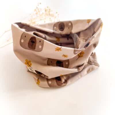 Sofortkauf: Jersey Loop/ Schlupfschal - Motiv Herbstbär, Gr. 1-6 Jahre