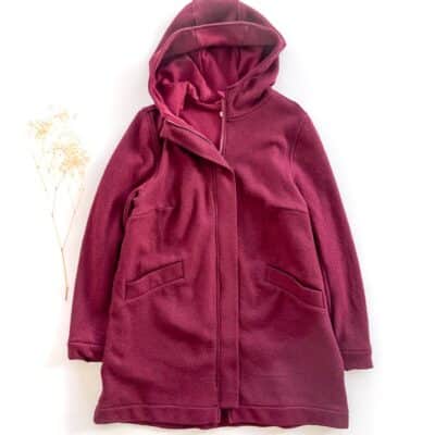 Sofortkauf: Damen Merino-Walkmantel mit Reißverschluss - Beere mit Wolljersey komplett gefüttert, Gr. L(42/44)