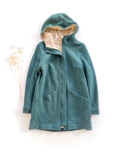 Sofortkauf: Damen Merino-Walkmantel mit Reißverschluss - Altgrün mit Wolljersey gefüttert, Gr. S (34/36)