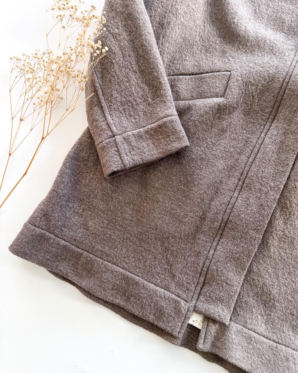 Sofortkauf: Damen Merino-Walkmantel mit Reißverschluss - Taupe/Zarte Gräser komplett gefüttert, Gr. M (38/40) – Bild 3