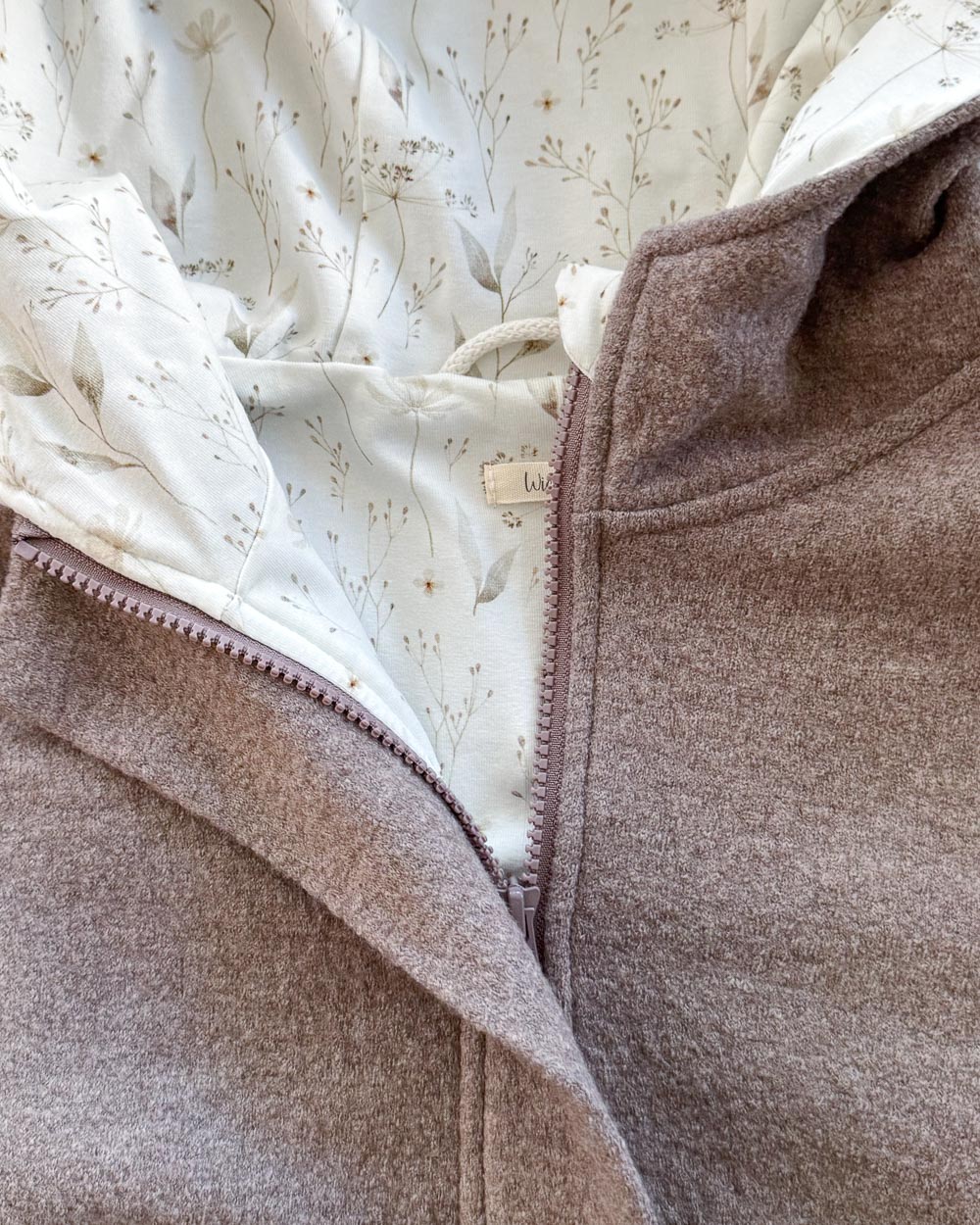 Sofortkauf: Damen Merino-Walkmantel mit Reißverschluss - Taupe/Zarte Gräser komplett gefüttert, Gr. M (38/40) – Bild 2