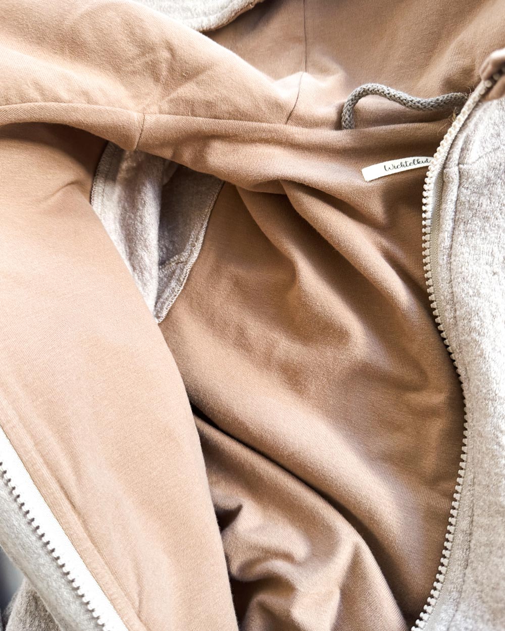 Sofortkauf: Damen Merino-Walkmantel mit Reißverschluss - Creme/Camel komplett gefüttert, Gr. S (34/36) – Bild 4