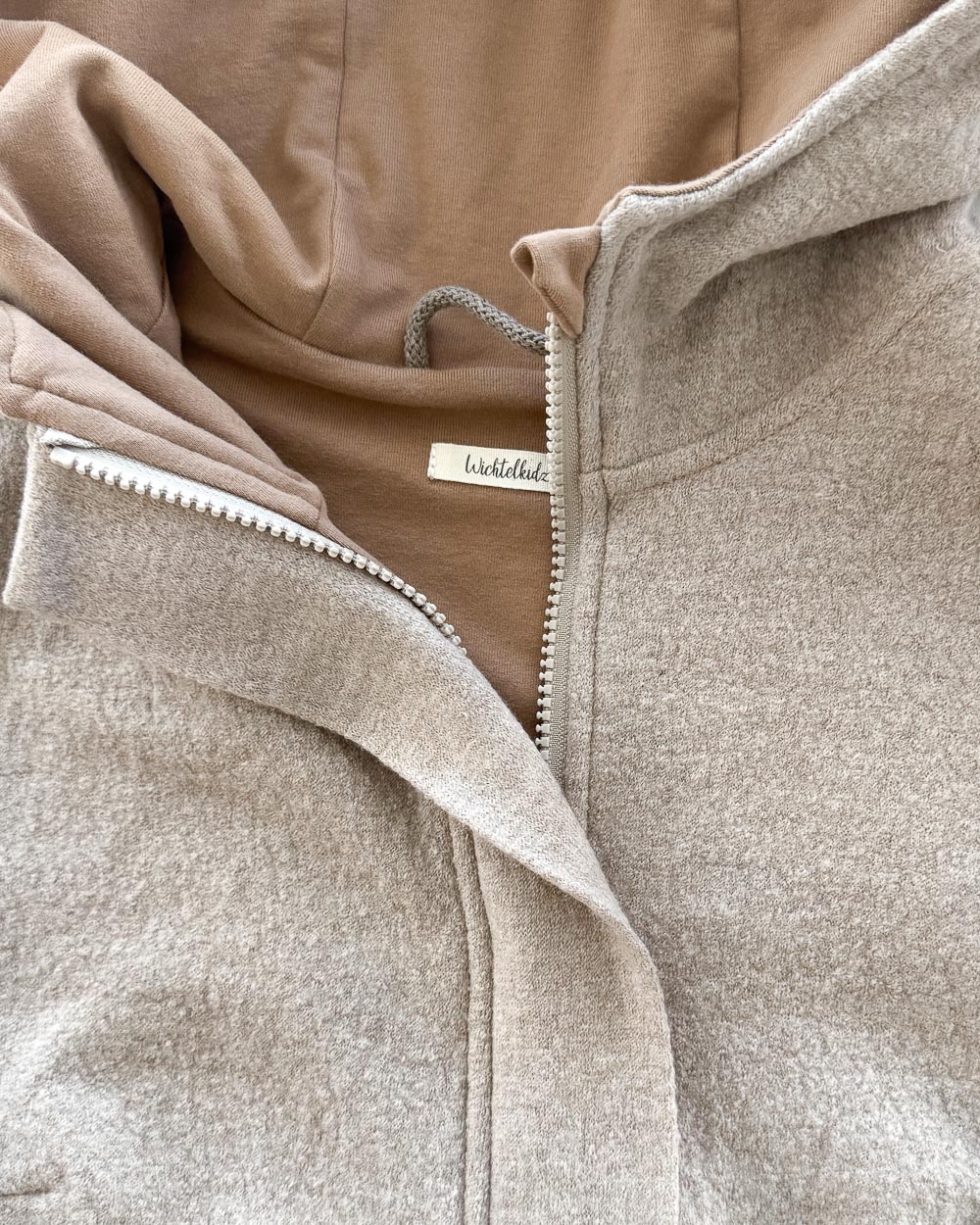 Sofortkauf: Damen Merino-Walkmantel mit Reißverschluss - Creme/Camel komplett gefüttert, Gr. S (34/36) – Bild 2