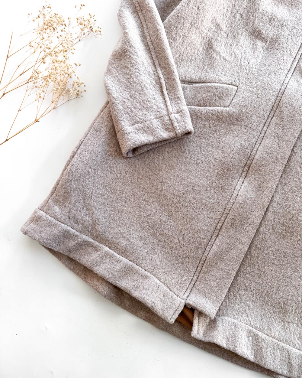 Sofortkauf: Damen Merino-Walkmantel mit Reißverschluss - Creme/Camel komplett gefüttert, Gr. S (34/36) – Bild 3