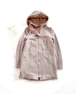 Sofortkauf: Damen Merino-Walkmantel mit Reißverschluss - Creme/Camel komplett gefüttert, Gr. S (34/36)