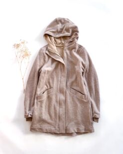 Sofortkauf: Damen Merino-Walkmantel mit Reißverschluss - Creme mit  Wolljersey gefüttert, Gr. S (34/36)