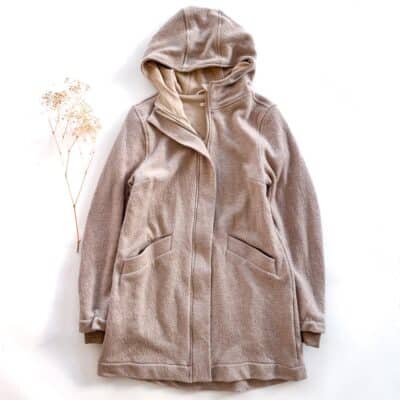 Sofortkauf: Damen Merino-Walkmantel mit Reißverschluss - Creme mit  Wolljersey gefüttert, Gr. S (34/36)