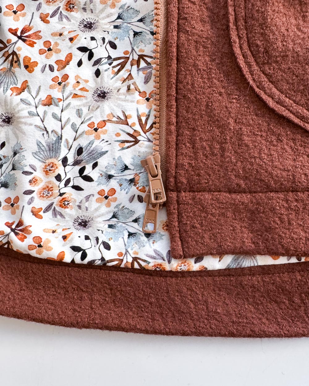 Sofortkauf: Damen Merino-Walkmantel mit Reißverschluss - Umbra/Blütentraum komplett gefüttert, Gr. S (34/36) – Bild 5