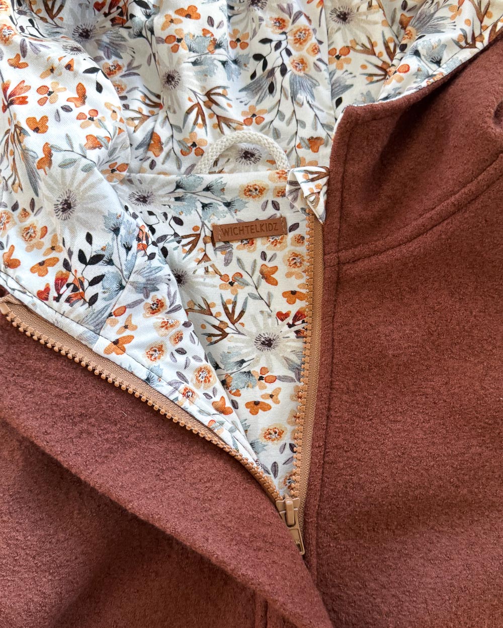 Sofortkauf: Damen Merino-Walkmantel mit Reißverschluss - Umbra/Blütentraum komplett gefüttert, Gr. S (34/36) – Bild 2