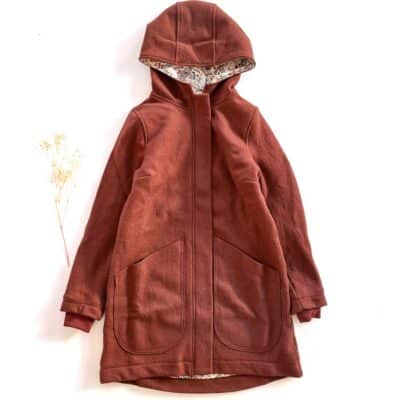 Sofortkauf: Damen Merino-Walkmantel mit Reißverschluss - Umbra/Blütentraum komplett gefüttert, Gr. S (34/36)