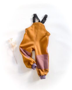 Sofortkauf: Walk-Latzhose Senf mit Knie und Po-Verstärkung in Altrosa, Gr. 98/104