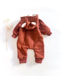 Alternative view of Sofortkauf: Walkoverall mit Reißverschluss in Rost/Fuchsliebe mit Bärenohren, Gr. 62/68