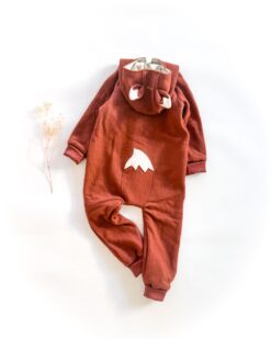 Sofortkauf: Walkoverall mit Reißverschluss und Fuchsohren in Rost/Fuchsliebe, Gr. 110/116