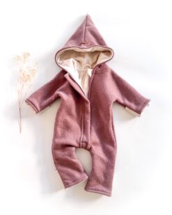 Alternative view of Sofortkauf: Walkoverall in Altrosa/Kuschelfleece creme mit Umschlagbündchen und Reißverschluss, Gr. 56/62