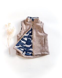 Sofortkauf: Walkweste mit Reißverschluss in Sand Meliert/Wale, Gr. 98/104