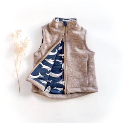 Sofortkauf: Walkweste mit Reißverschluss in Sand Meliert/Wale, Gr. 98/104