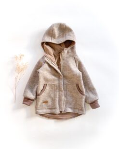 Sofortkauf: Walkjacke mit Reißverschluss mit Taschen in Sand Meliert/Schlamm, Gr. 104/110