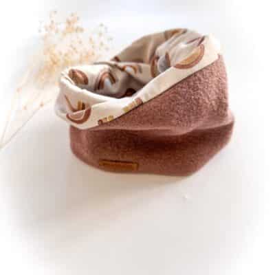 Sofortkauf: Merino-Wollwalk Loop Schlupfschal Altrosa/ Brownbow, KU50 (1-6 Jahre)