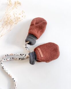 Alternative view of Sofortkauf: ungefütterte Merinowalk Handschuhe in Umbra mit Band, Gr. 1 (1-2 Jahre)