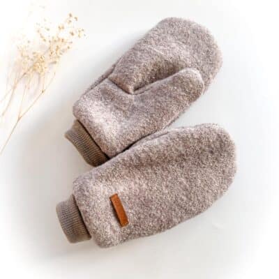 Sofortkauf: Damen Wollwalk-Handschuhe Sand Meliert - creme gefüttert