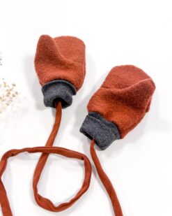 Alternative view of Sofortkauf: ungefütterte Wollwalk Handschuhe in Rost mit Band, Gr. 1 (1-2 Jahre)