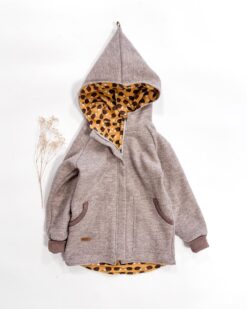 Sofortkauf: Walkjacke mit Reißverschluss mit Taschen in Sand Meliert/Verliebte Igel, Gr. 140/146