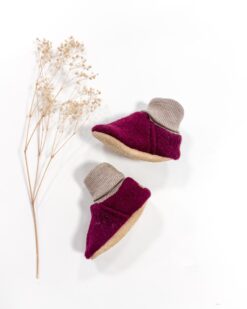 Sofortkauf: Wollwalk Schuhe in Beere mit Naturleder Sohle, Gr. 18-19