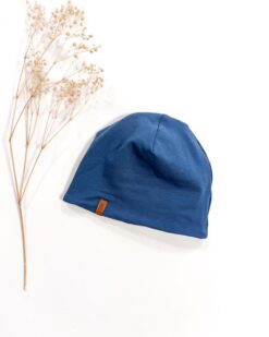 Sofortkauf: Wende-Beanie Rauchblau/Fuchsliebe, Gr. 40-42 (ca. 4-5 Monate)
