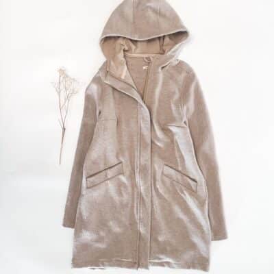 Sofortkauf: ungefütterter Damen Walkmantel mit Reißverschluss - Merino Creme, Gr. M (38/40)