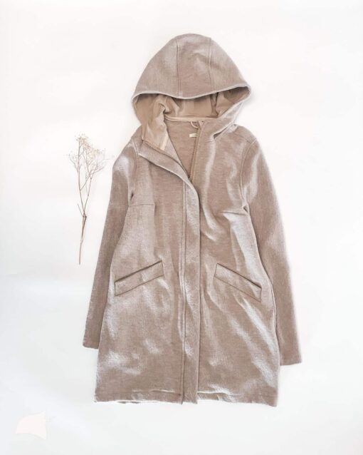 Sofortkauf: ungefütterter Damen Walkmantel mit Reißverschluss - Merino Creme, Gr. M (38/40)