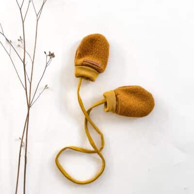 Sofortkauf: ungefütterte Merinowalk Handschuhe in Senf, Gr. 0 (0-12 Monate)