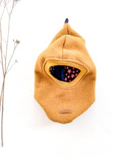 Alternative view of Sofortkauf: spitze Wollwalk Schlupfmütze in Senf, Gr. 48-50