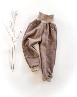Sofortkauf: Merino Walkhose in Taupe mit Knie-Belege und Taschen, Gr. 98/104