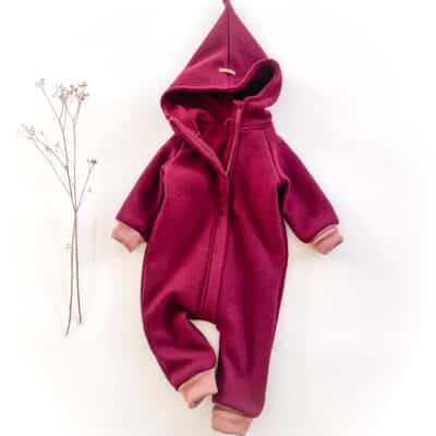 Sofortkauf: Walkoverall mit Reißverschluss in Beere mit Wolljersey-Futter Beere, Gr. 74/80