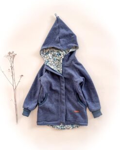 Sofortkauf: Merino-Walkjacke mit Reißverschluss in Jeansblau/Woodland, Gr. 122/128